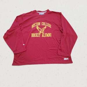 Game Wear Boston College Size XL Hockey Alumni Long Sleeve Jersey Maroon 10